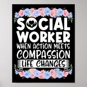 Arbetare i Social Social när åtgärden möts Poster