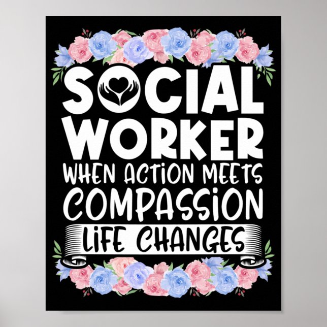 Arbetare i Social Social när åtgärden möts Poster (Framsidan)
