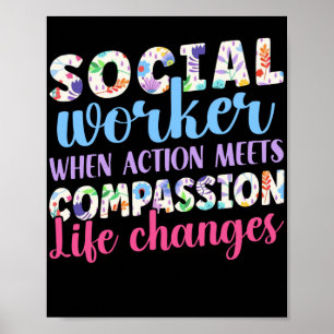 Arbetare i Social Social när åtgärden möts Poster