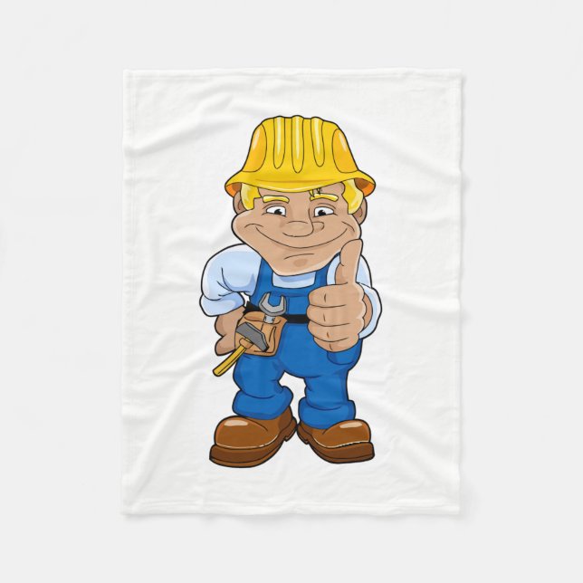 Arbetare Med Hård Hatt Fleecefilt (Framsidan)