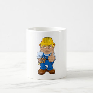 Arbetare med hjälm kaffemugg