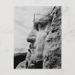 Arbetare vid George Washington Ansikte Mount Rushm Vykort