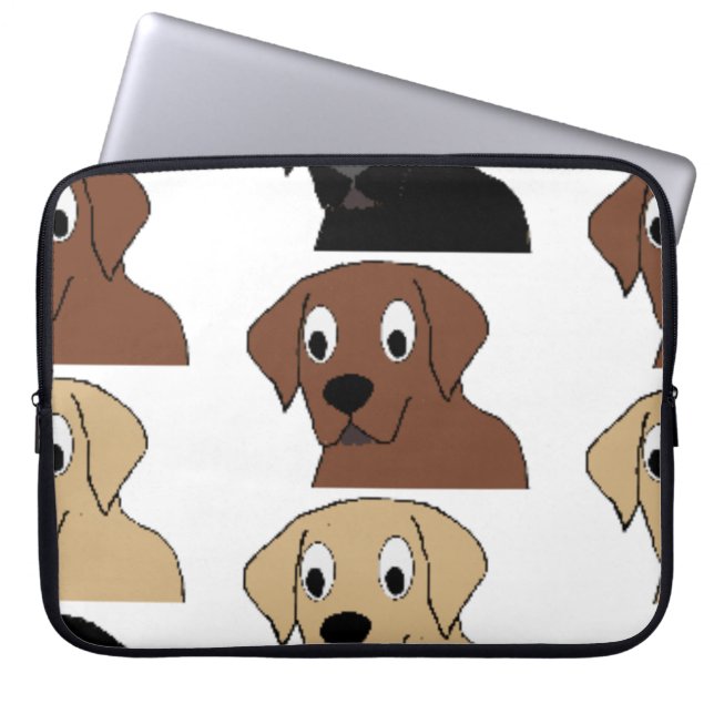 Arbete 3 färg tecknad huvud laptop sleeve (Framsidan)