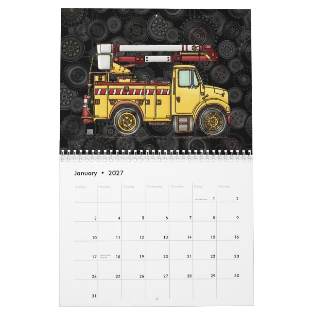 Arbete åker lastbil roliga lastbilar kalender (Jan 2027)