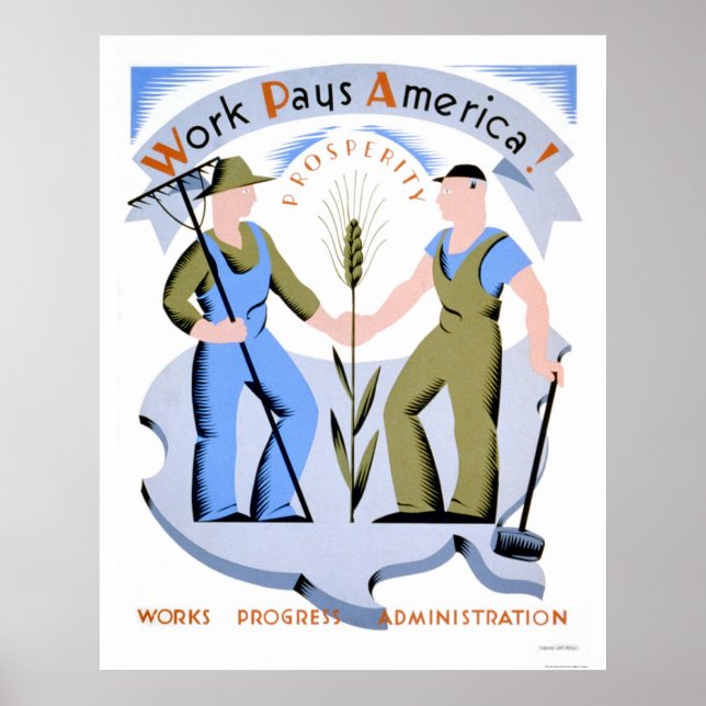 Arbete Betalar America 1939 WPA Poster (Framsidan)