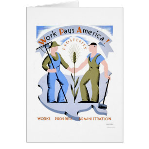 Arbete betalar Amerika 1939 WPA Hälsningskort