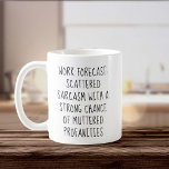 Arbete för arbetsprognos - Roligt för arbets- och  Kaffemugg<br><div class="desc">Har en arbetskamrat med en känsla av humor? I mugg nagel! "Arbetsprognos": sarkasm,  kaffe och ett streck över muterade profaniteter. Perfekt för kontoret eller som för den vita elefanten-presentbörsen på Office-Julfester!</div>