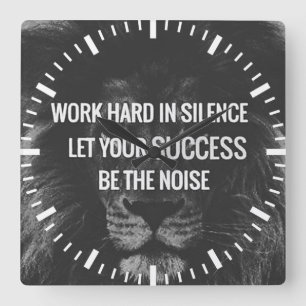 Arbete hårt i Motivational tystnad - Fyrkantig Klocka