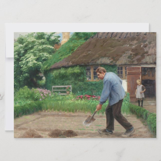 Arbete i trädgården (av H.A. Brendekilde) Kort (Framsida)