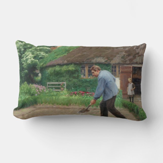Arbete i trädgården (av H.A. Brendekilde) Lumbarkudde (Framsida)
