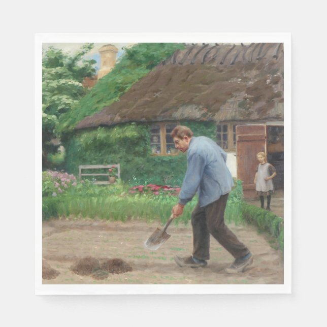 Arbete i trädgården (av H.A. Brendekilde) Pappersservett (Framsidan)