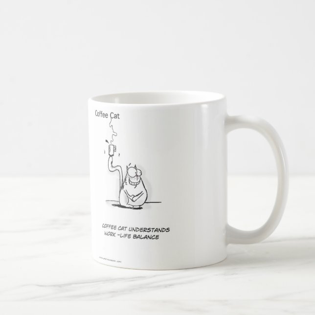arbete - liv balanserar kaffemugg (Höger)