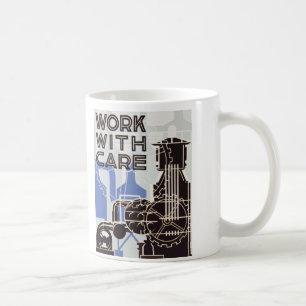 Arbete med omsorgmuggen kaffemugg