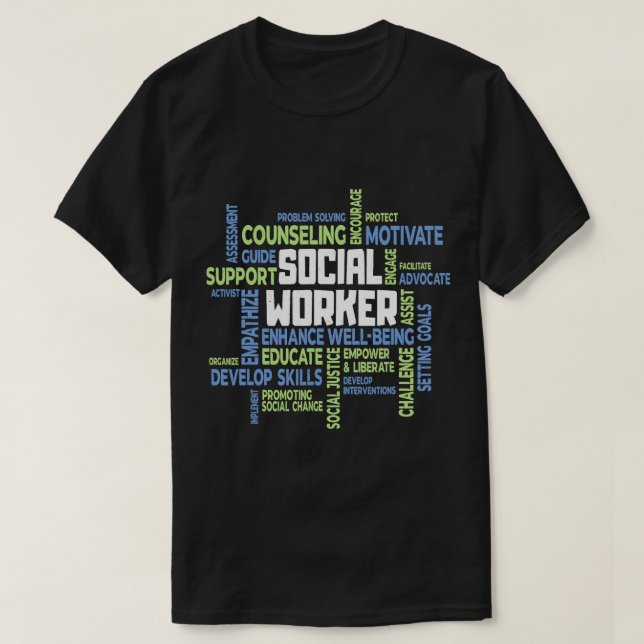 Arbete med uppskattningsmånad för arbetaren i soci t shirt (Design framsida)