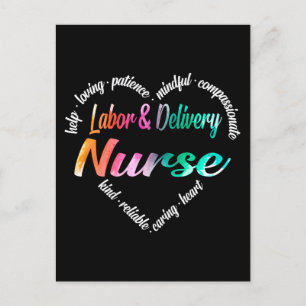 Arbete och leverans Nurse Heart Ord Cloud Watercol Helg Vykort