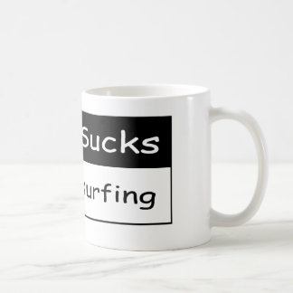 Arbete suger kaffemugg