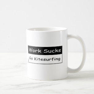 Arbete suger kaffemugg