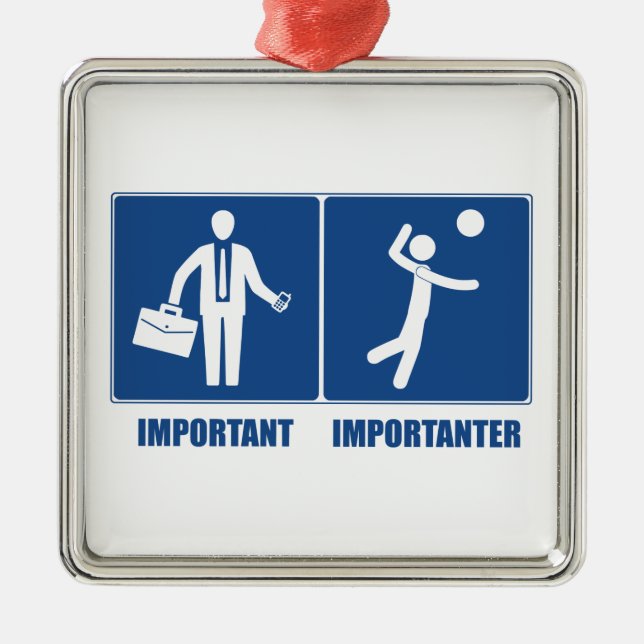 Arbetet är viktigt eftersom Volleyball är viktigt Julgransprydnad Metall (Framsidan)