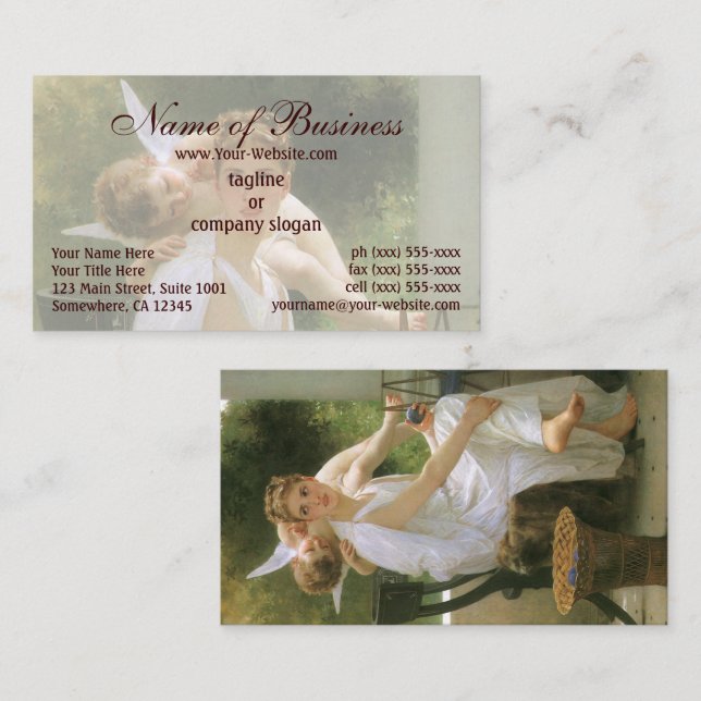 Arbetet avbrutet av William Adolphe Bouguereau Visitkort (Fram/baksida)