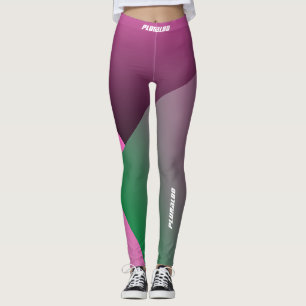 Arbetning med övertoning av monogrammad grönt-rosa leggings