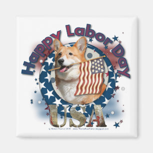 Arbets- dag - flagga som vinkar - Corgi - Owen Magnet