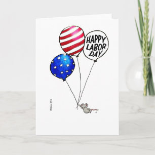 Arbets- dag - flygmus med balloons. kort
