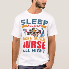 Arbets- och leveranssjuksköterska hela natten i vi t shirt