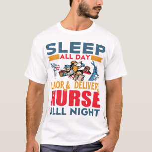Arbets- och leveranssjuksköterska hela natten i vi t shirt