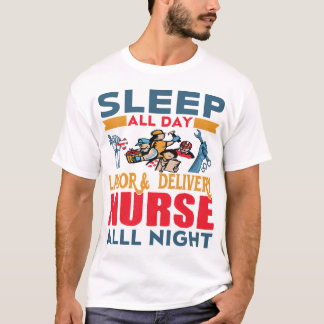 Arbets- och leveranssjuksköterska hela natten i vi t shirt