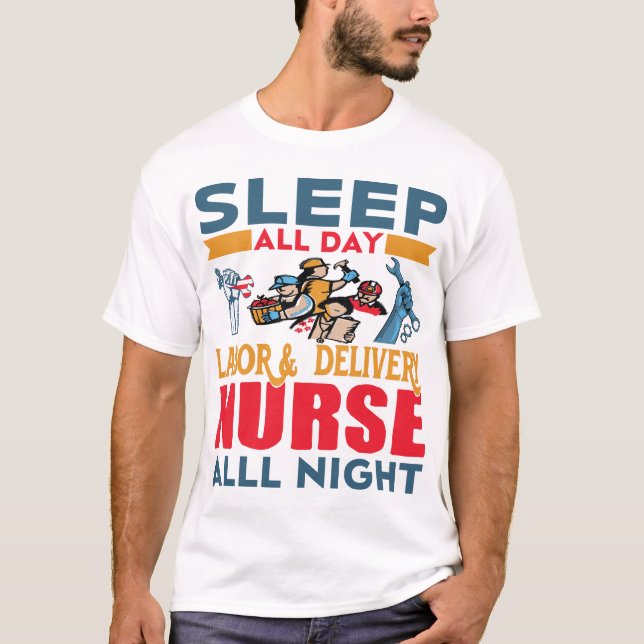 Arbets- och leveranssjuksköterska hela natten i vi t shirt (Framsida)