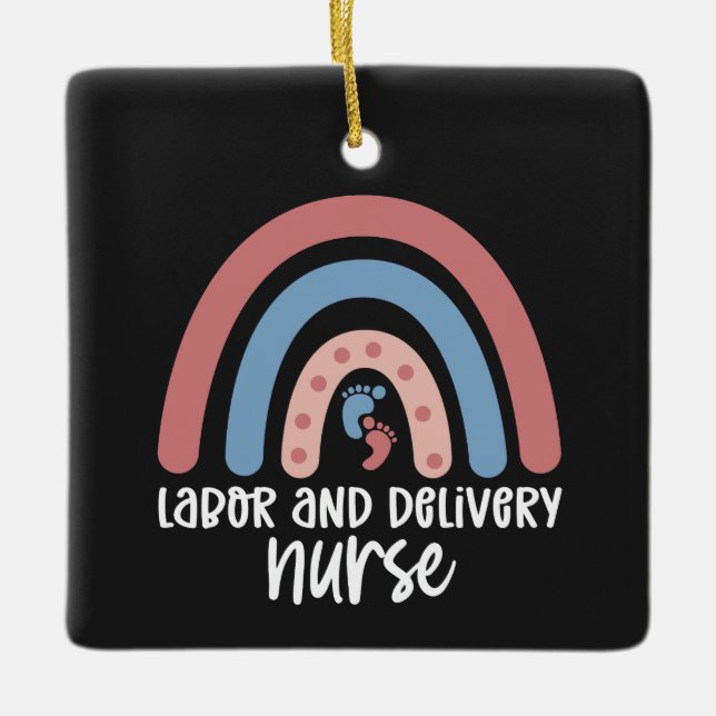 Arbets- och leveranssjuksköterska Rainbow Nurse-gå Julgransprydnad Keramik (Framsida)