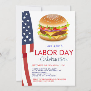 Arbetsdag BBQ Party Worker American flagga Inbjudningar