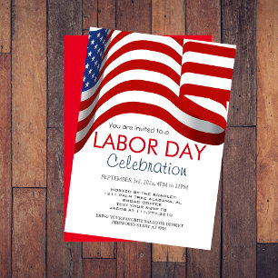 Arbetsdag BBQ Party Worker American flagga Inbjudningar