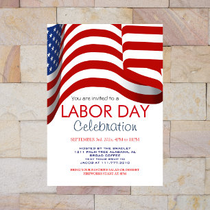 Arbetsdag BBQ Party Worker American flagga Inbjudningar