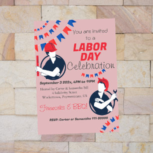 Arbetsdag BBQ Party Worker Patriotic Summer Inbjudningar