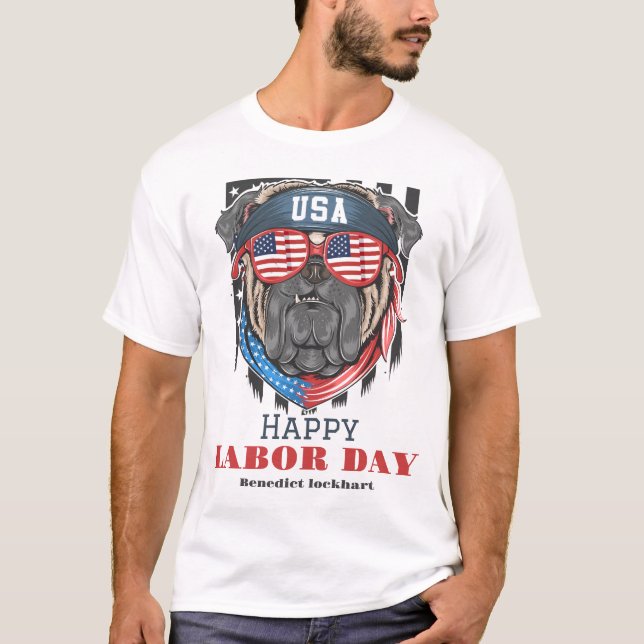 Arbetsdag i Elegant med USA flagga T-Shirt (Framsida)