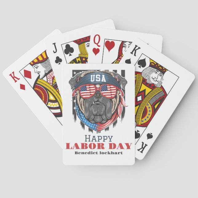 Arbetsdag i Elegant med USA flagga T-Shirt Casinokort (Baksidan)