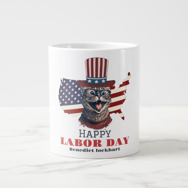 Arbetsdag i Elegant med USA flagga T-Shirt Jumbo Mugg (Framsidan)