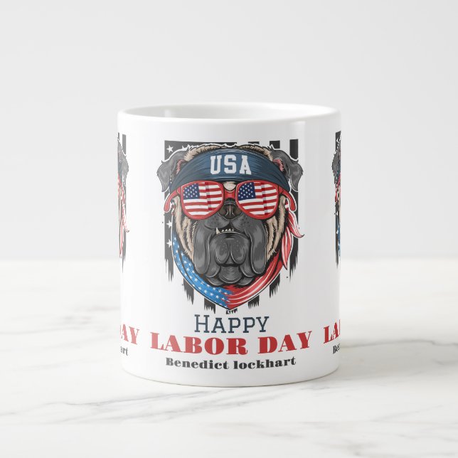 Arbetsdag i Elegant med USA flagga T-Shirt Jumbo Mugg (Framsidan)