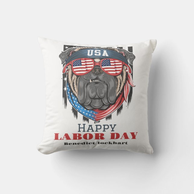 Arbetsdag i Elegant med USA flagga T-Shirt Kudde (Framsida)