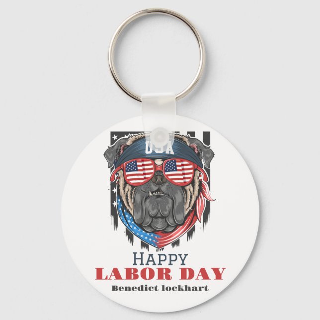 Arbetsdag i Elegant med USA flagga T-Shirt Nyckelring (Framsida)