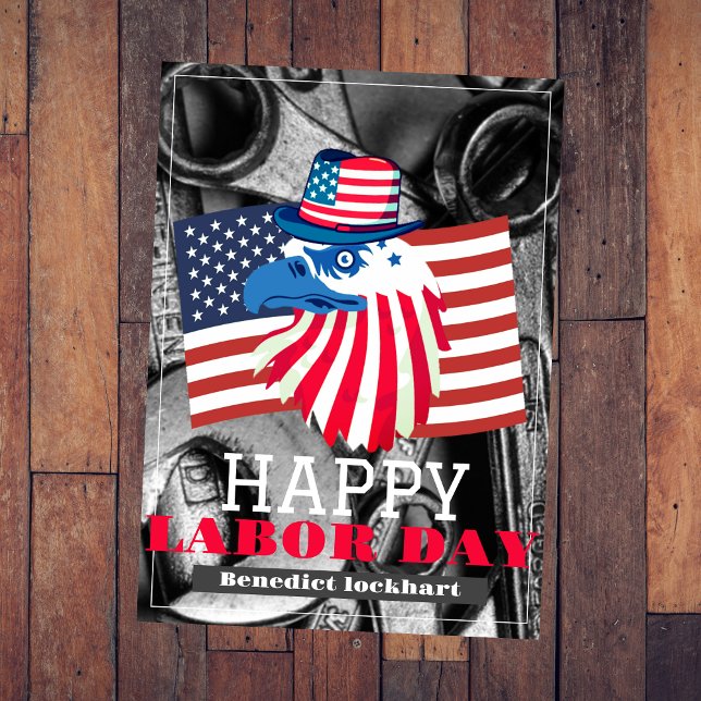 Arbetsdag i Elegant med USA flagga Tack Kort (Skapare uppladdad)