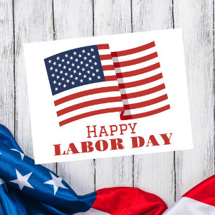 Arbetsdag i Elegant med USA flagga Vykort