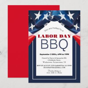 Arbetsdagen BBQ Party Worker Patriotic American fl Inbjudningar