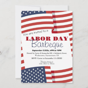 Arbetsdagen BBQ Party Worker Patriotic American fl Inbjudningar