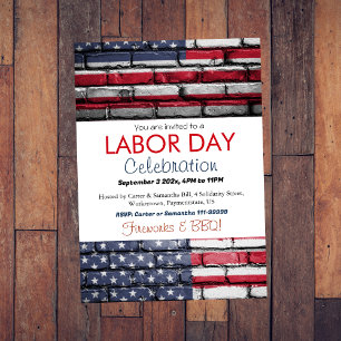 Arbetsdagen BBQ Party Worker Patriotic American fl Inbjudningar