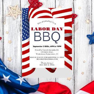 Arbetsdagen BBQ Party Worker Patriotic American fl Inbjudningar