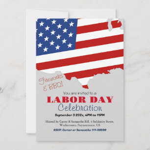 Arbetsdagen BBQ Party Worker Patriotic American fl Inbjudningar