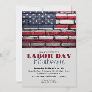 Arbetsdagen BBQ Party Worker Patriotic American fl Inbjudningar