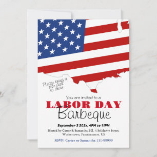 Arbetsdagen BBQ Party Worker Patriotic American fl Inbjudningar